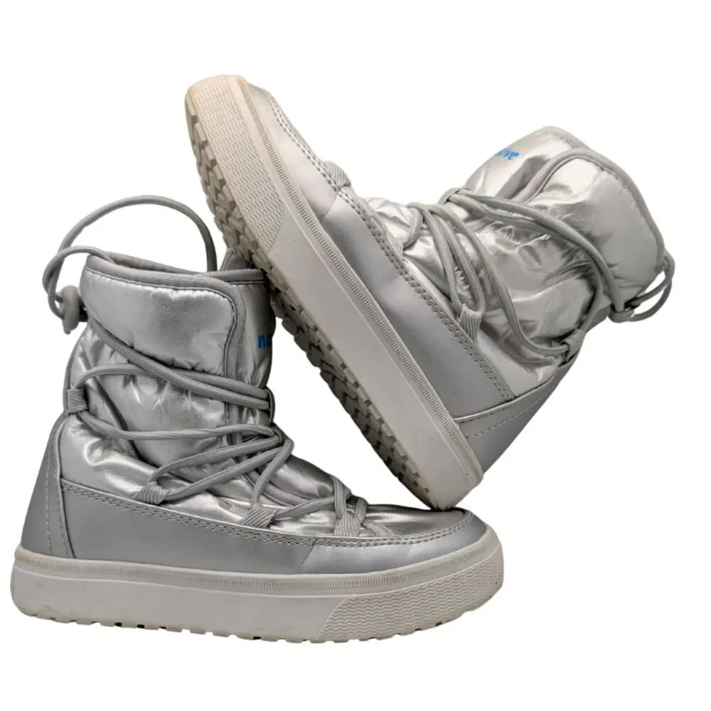 Native Silver Metallic Chamonix Child Snow Boot Size Big Kid 1